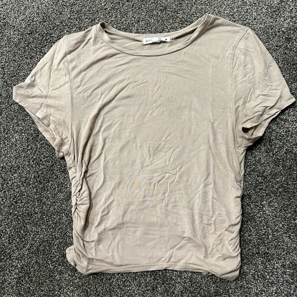 Anine Bing Beige Short Sleeve Tee